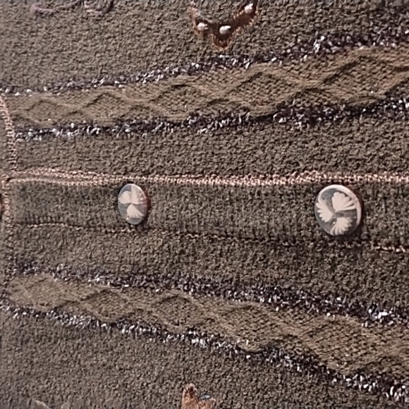 Brown Embellished Mid-Weight Cardigan Button Up Sweater XL - Picture 4 of 12